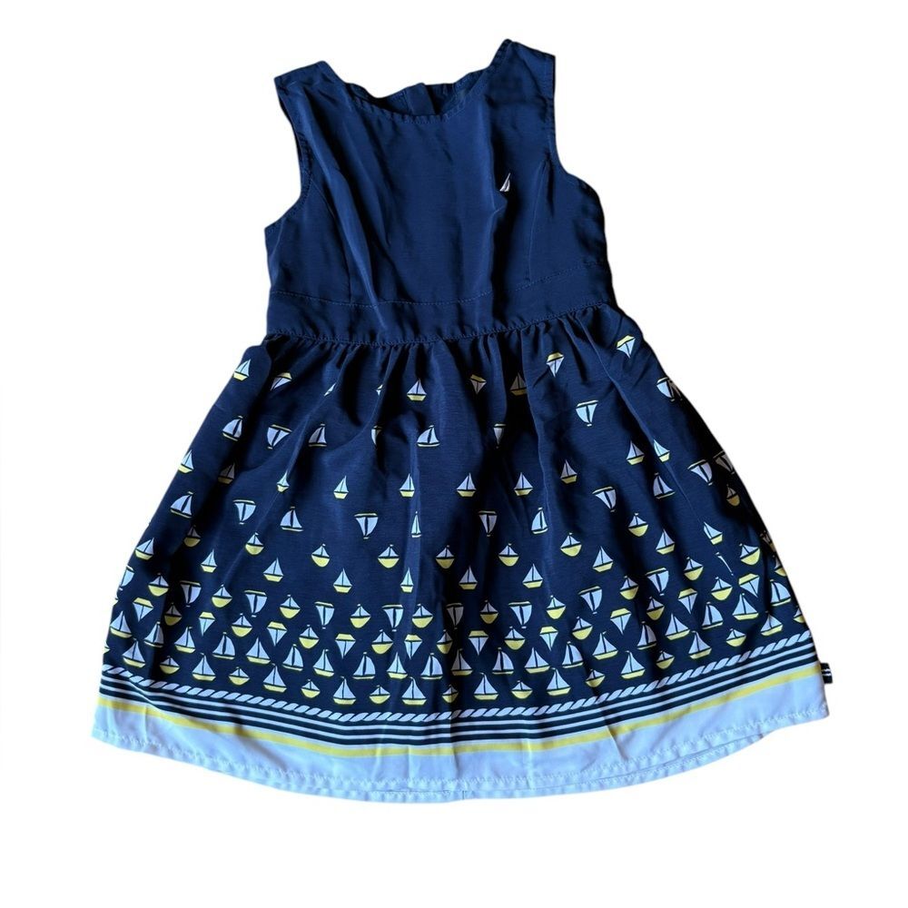 Nautica Navy Blue Sleeveless Sailboat Dress Size 4 Nautical Beach Wedding